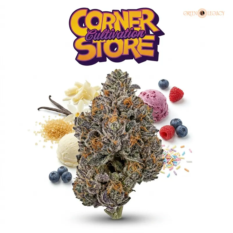 Ice Cream Cake strain from CornerStore Cultivation at Green Legacy
